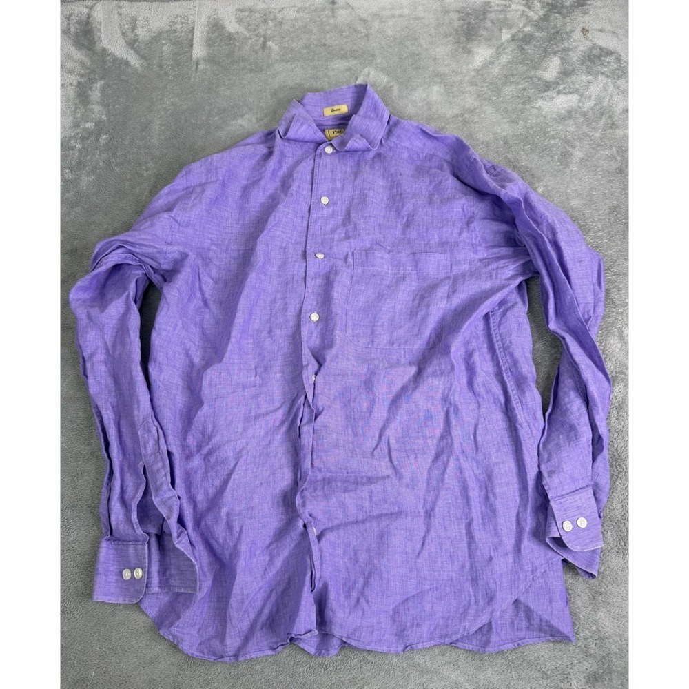 Paul Stuart Linen Button Down Shirt Men's Size Medium Purple